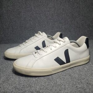Veja Esplar Men's 11.5 EU 46 Lace Up Low Top Casual Shoes Leather White Black